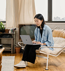 a woman working seriously